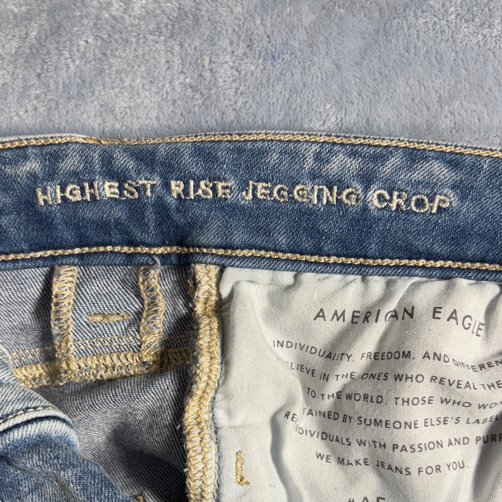American Eagle Highest Rise Jegging Crop Light Blue Jeans - Picture 3 of 14